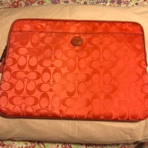 Coach pinkish coral laptop case